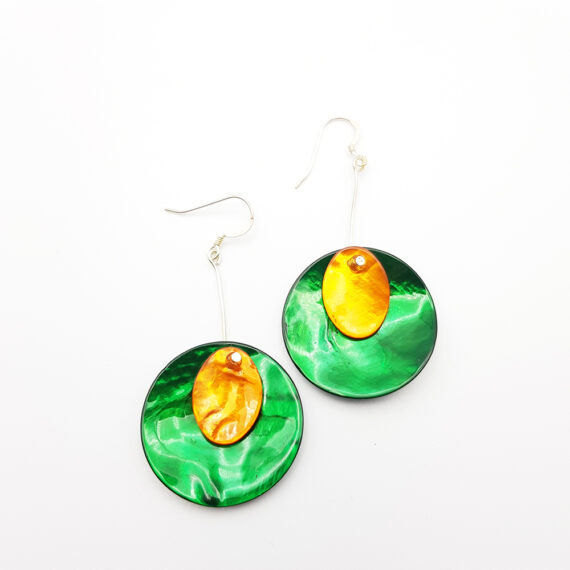 Green Lust earrings made of Murano glass beads, 925 silver hook