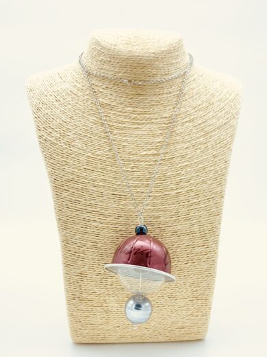 Colombia Pendant made of Murano blown glass bubble wearing a hat of Nespresso pod