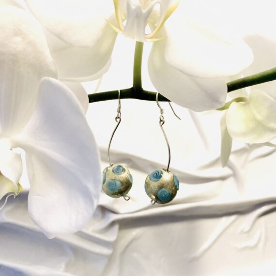 Gems of Atlantis are Murano glass beads and silver wire earing